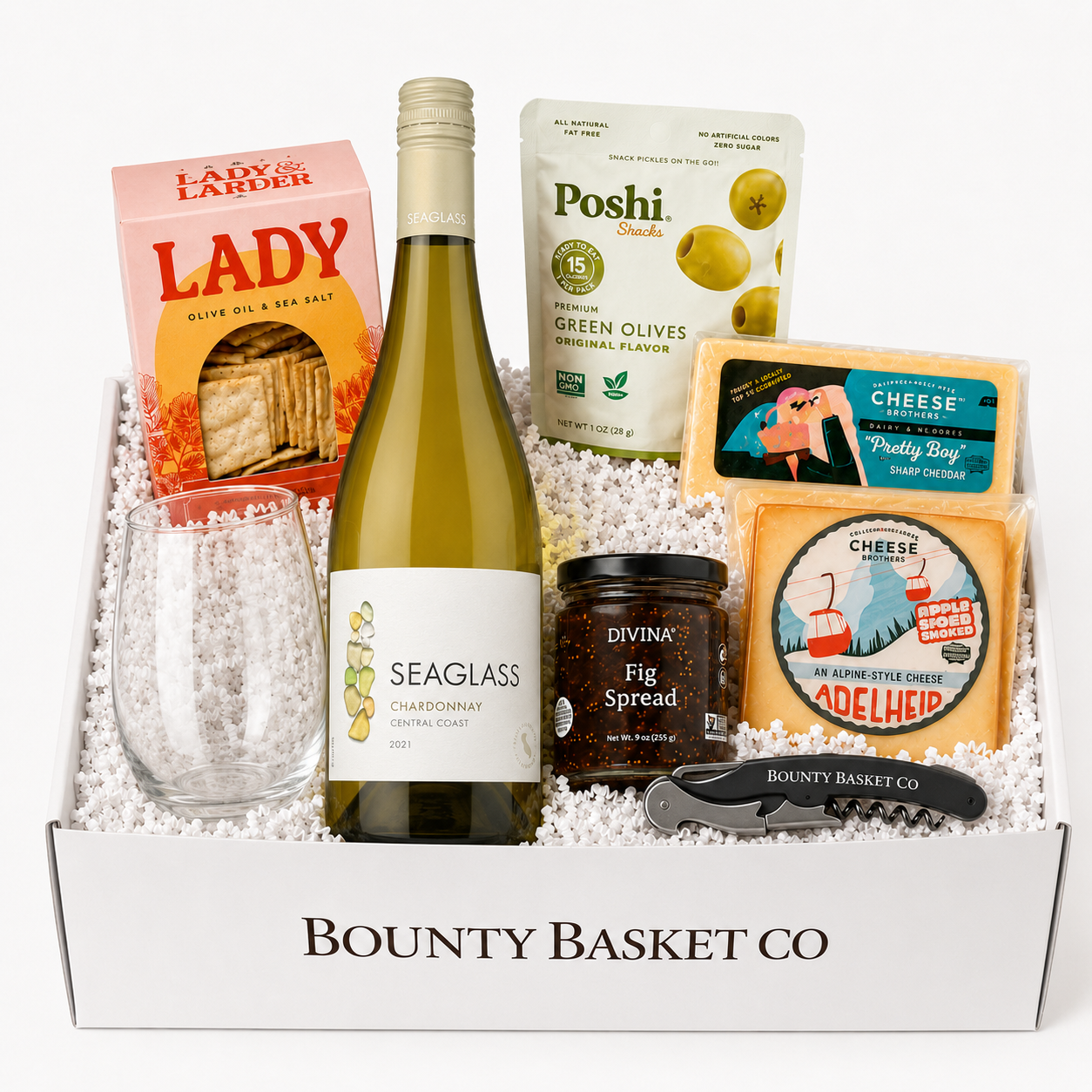 White Wine & Cheese Set — Wine and Cheese Gift Basket