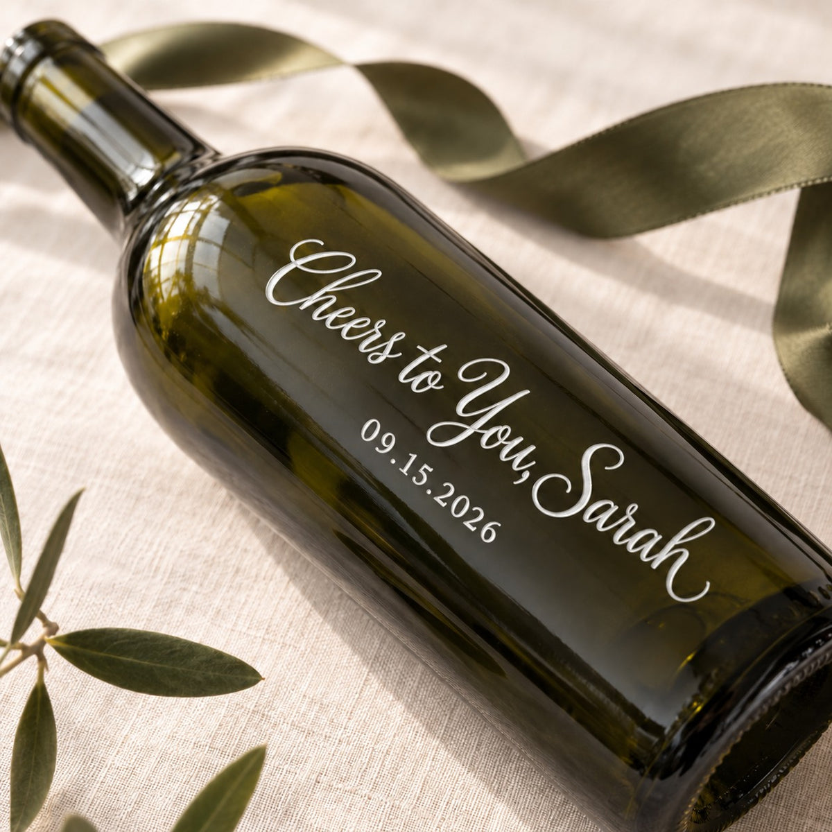 Silver-filled custom bottle engraving