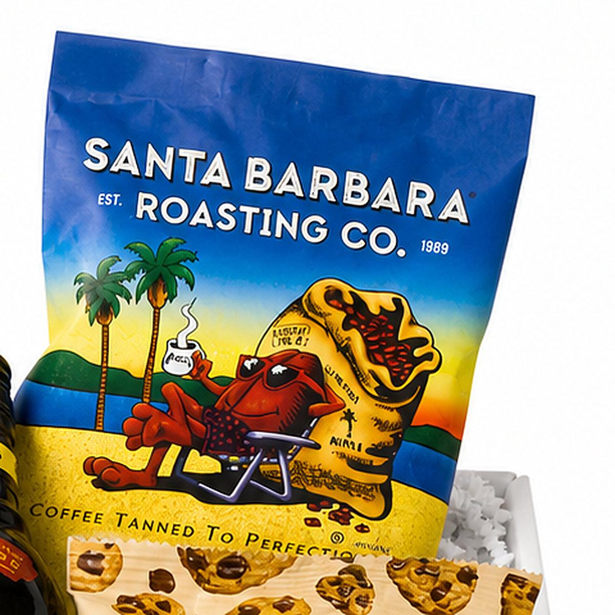 Close-up of the Santa Barbara Roasting Co. included in the Espresso Martini Gift Set.