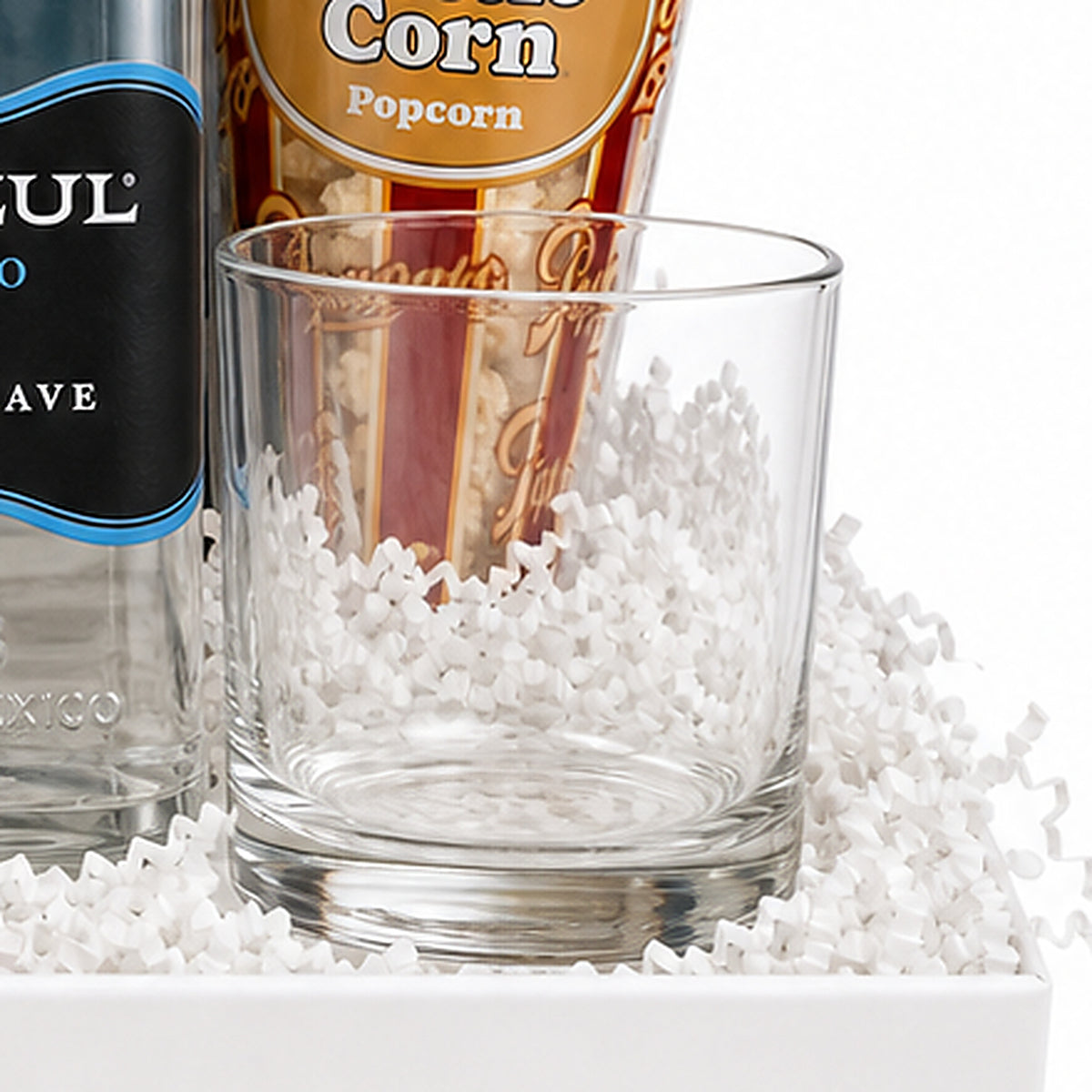 Close-up of the Rocks glass included in the Paloma Cocktail Gift Set.