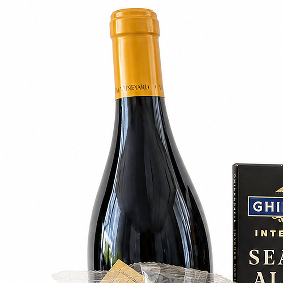 Close-up of the The Ojai Vineyard Chardonnay included in the Chardonnay Wine Gift Basket.
