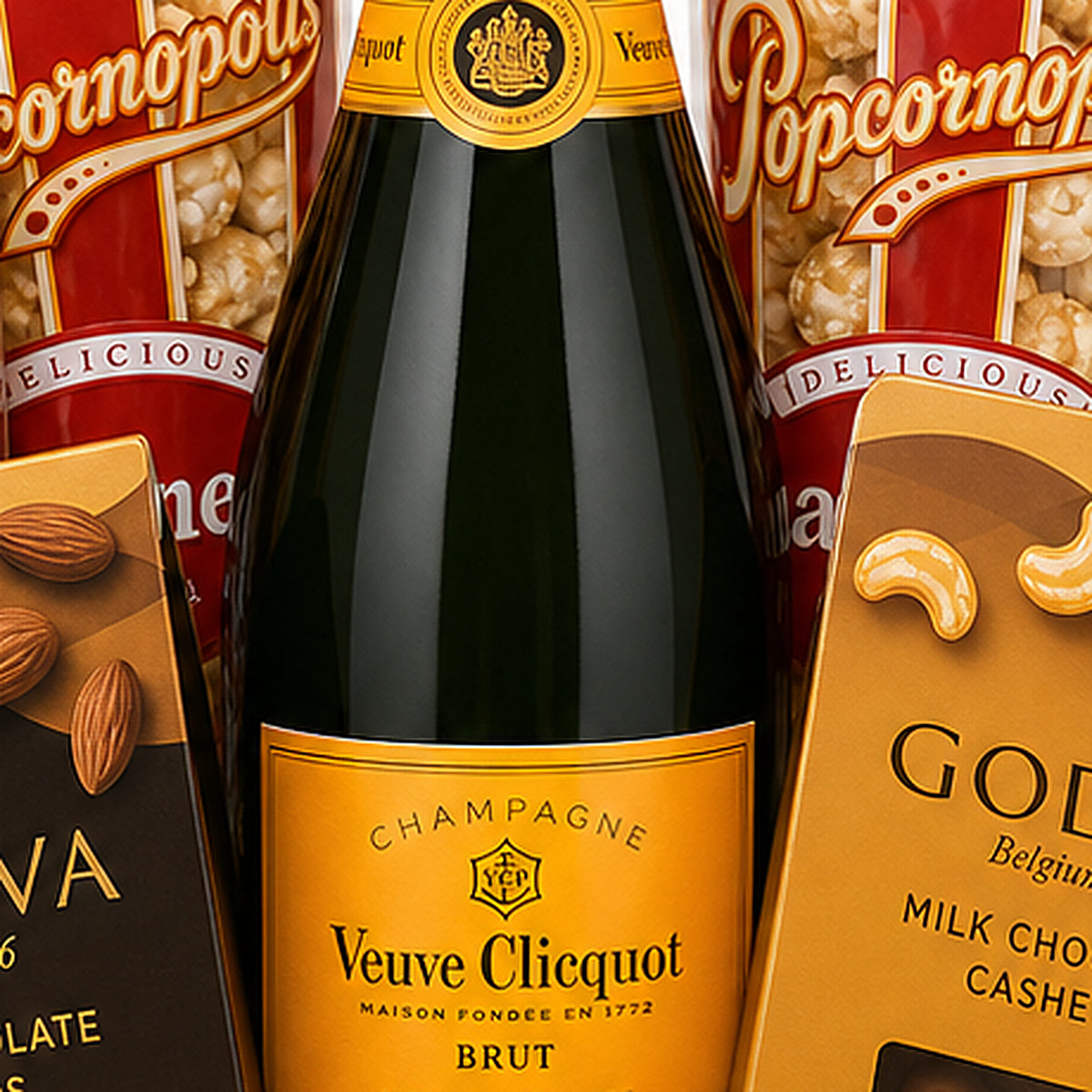 Close-up detail of the Luxury Champagne Gift Basket.