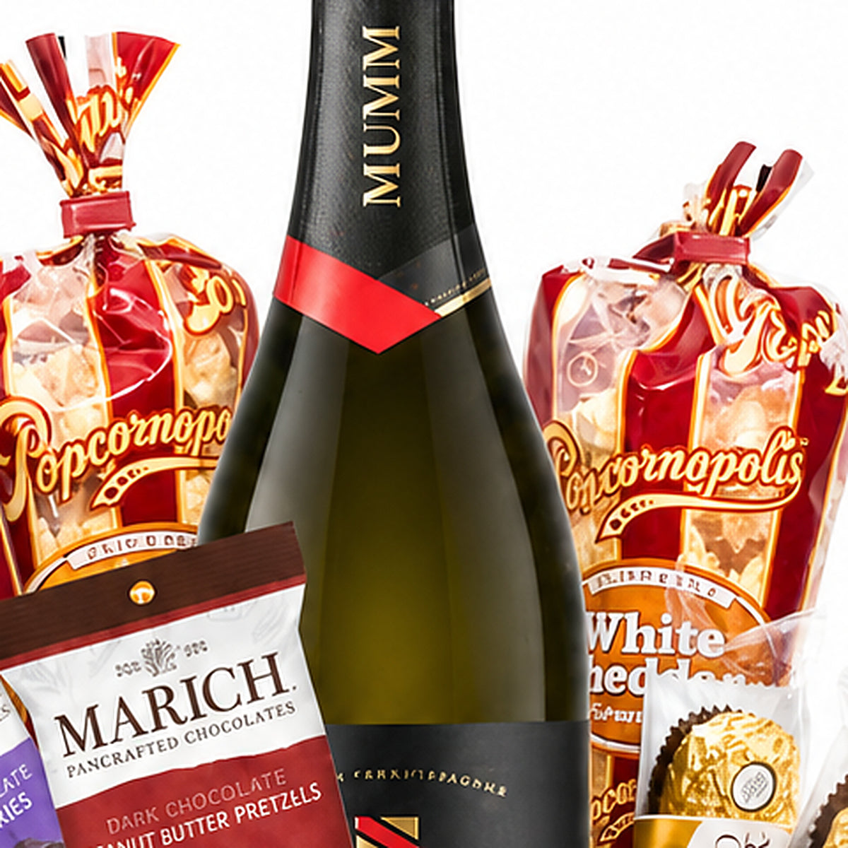 Close-up of the Mumm Champagne included in the Champagne Gift Basket.