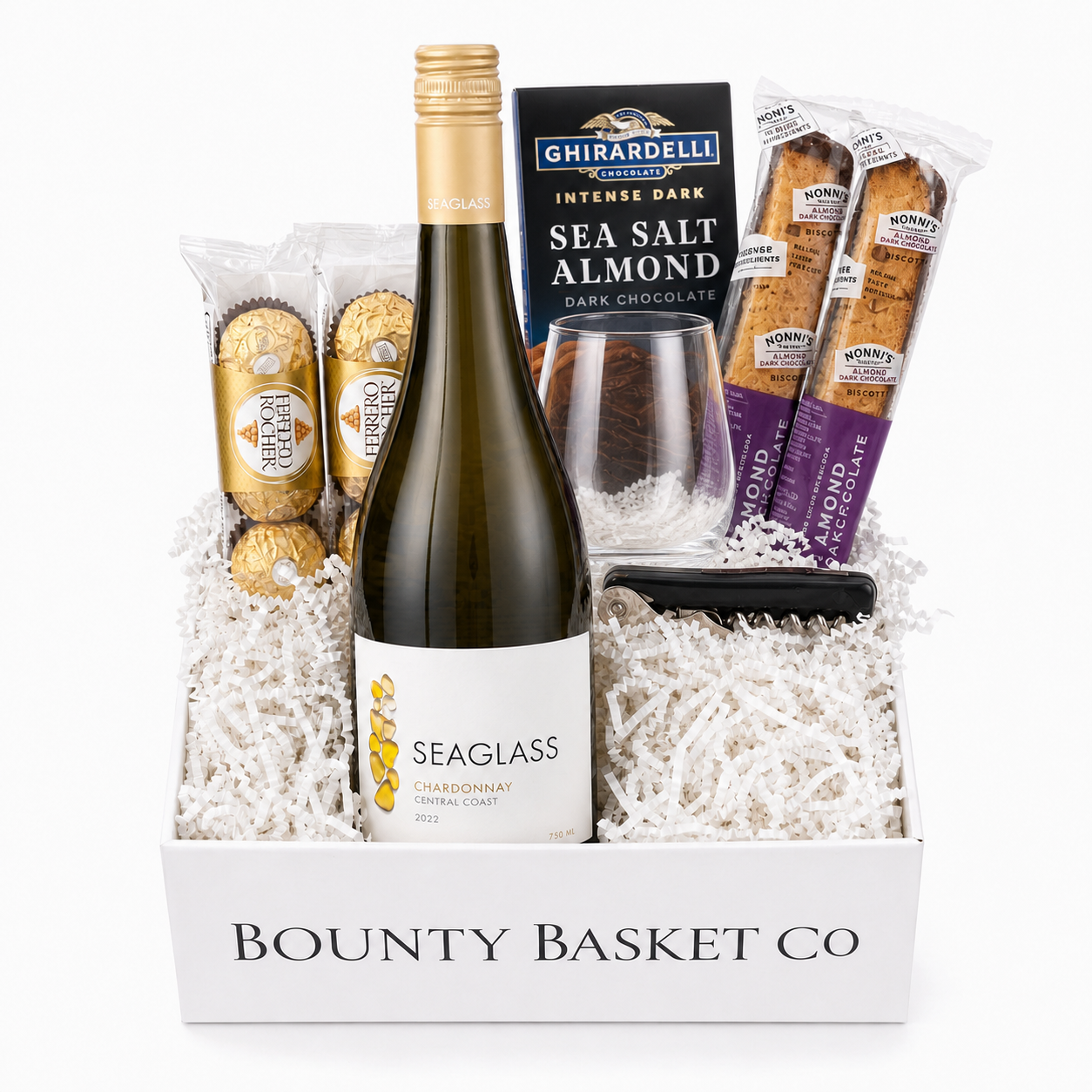 Seaglass Chardonnay Wine Gift Basket for Her