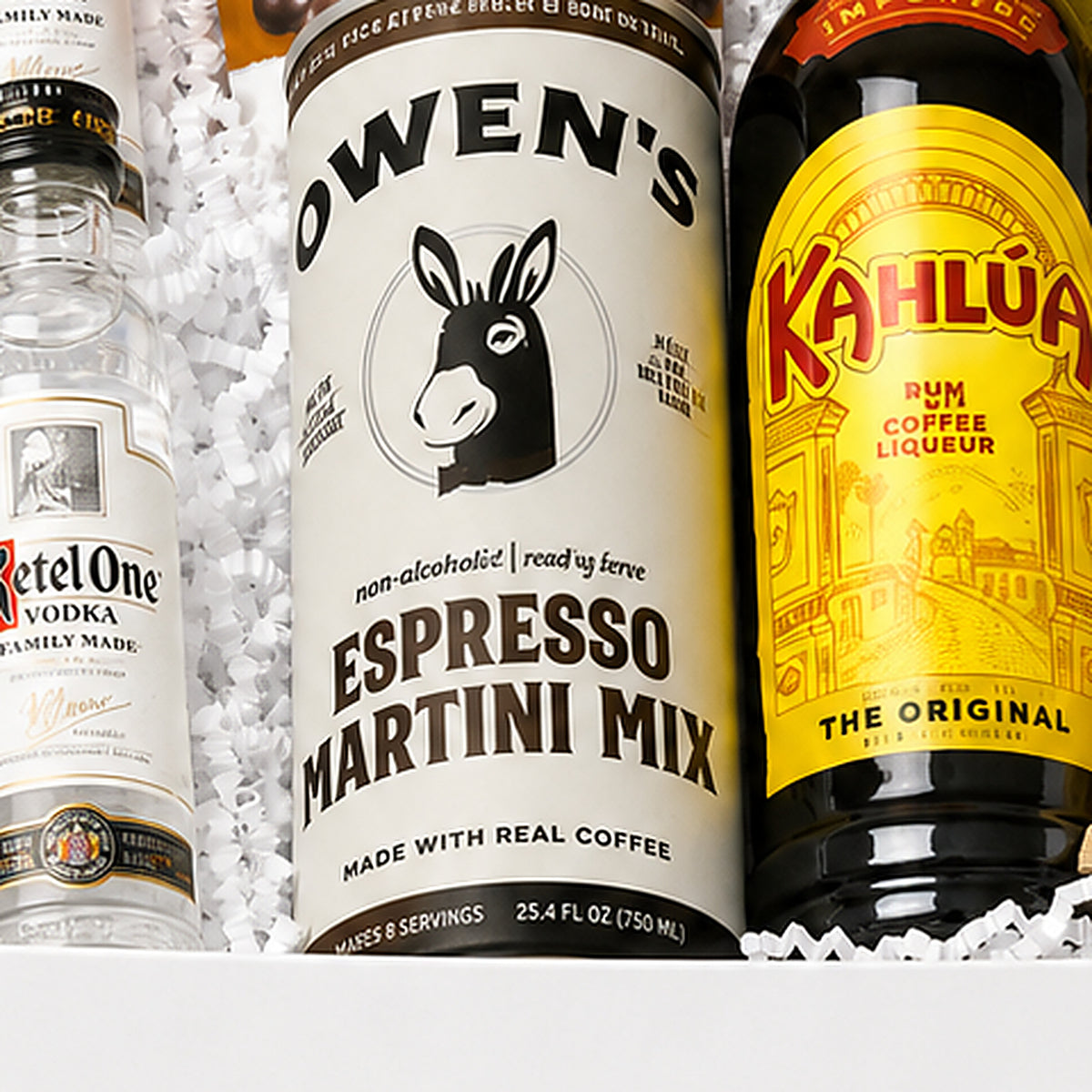 Close-up of the Owen's Espresso Martini Mix included in the Espresso Martini Gift Set.