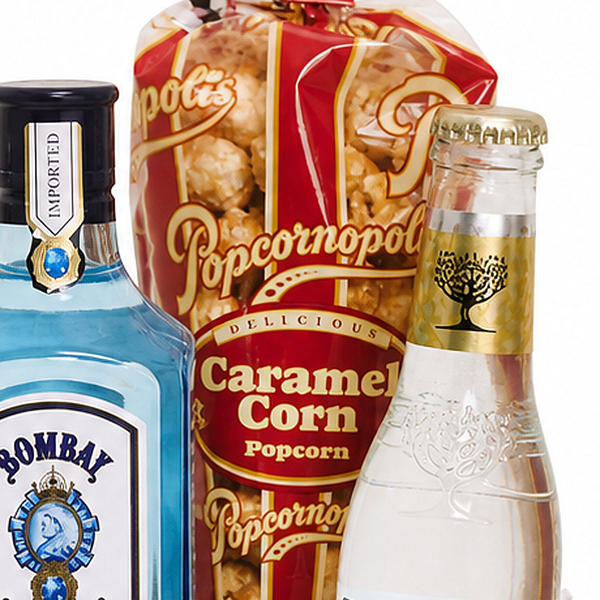 Close-up of the Popcornopolis Caramel Corn included in the Gin & Tonic Gift Set.