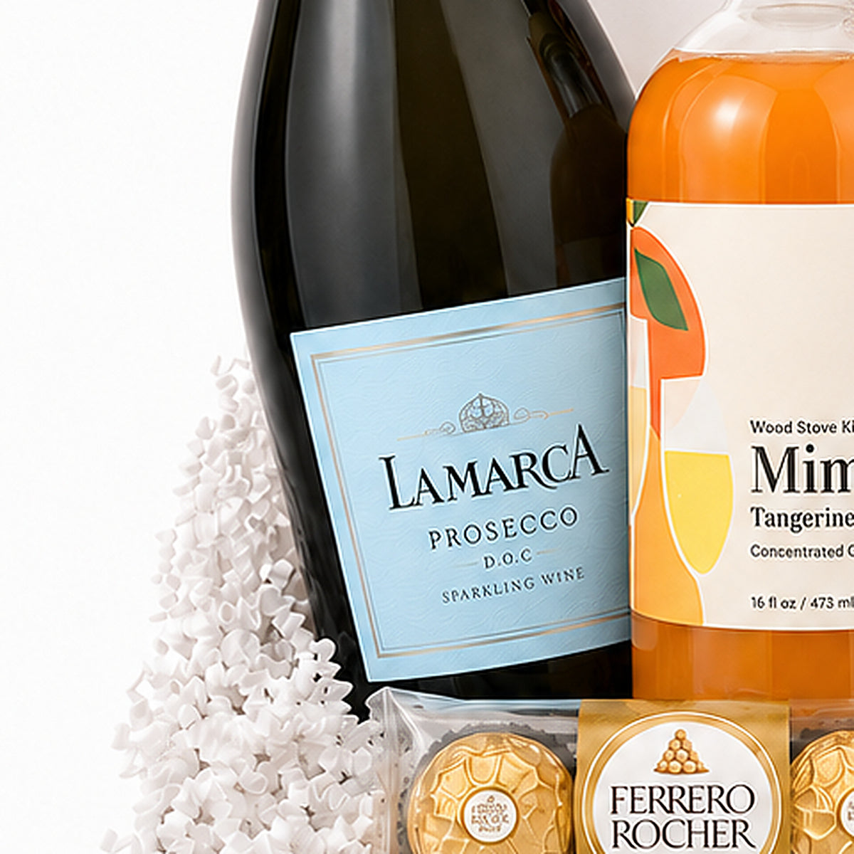 Close-up of the La Marca Prosecco included in the Mimosa Gift Basket.