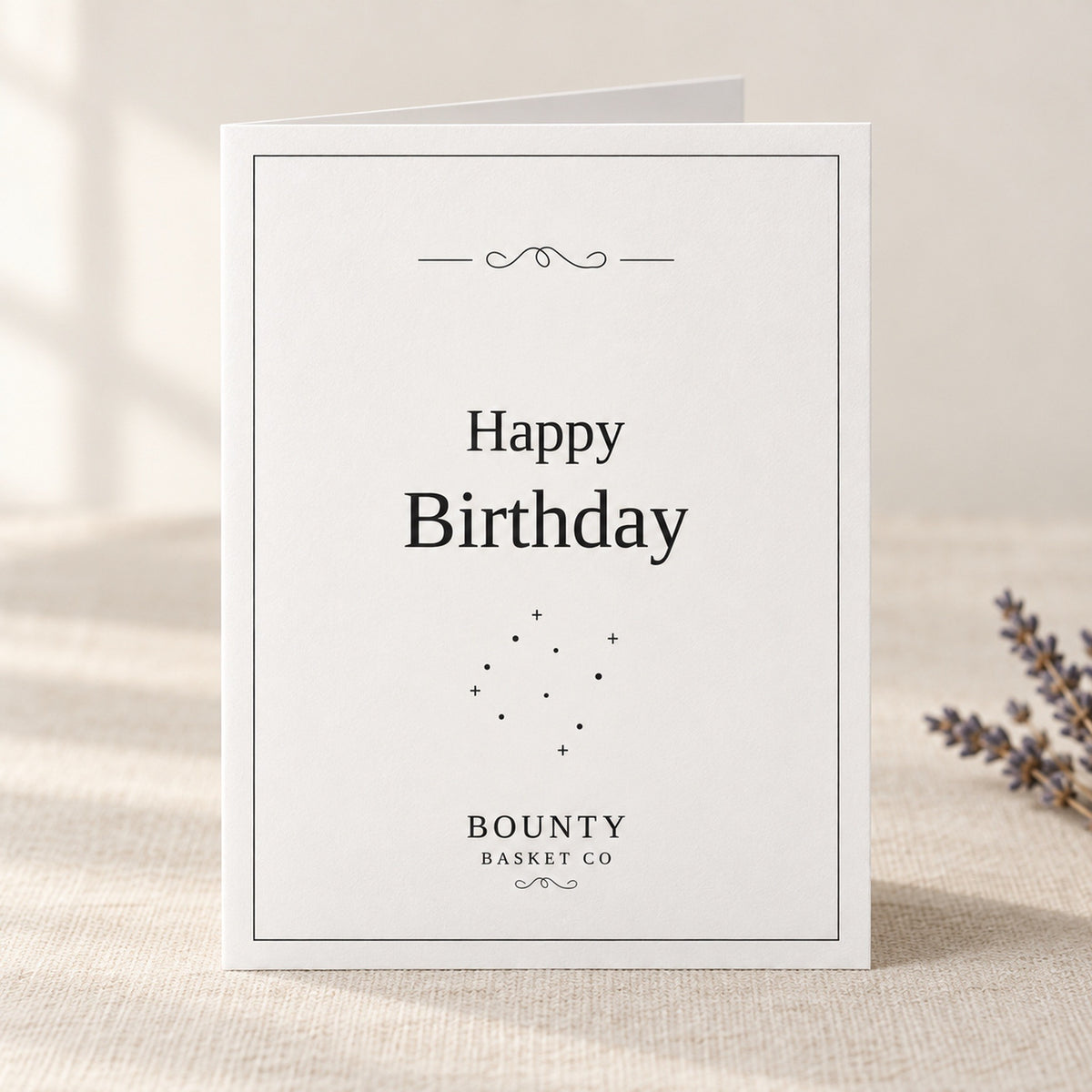 Happy Birthday greeting card from The Bounty Basket Co.