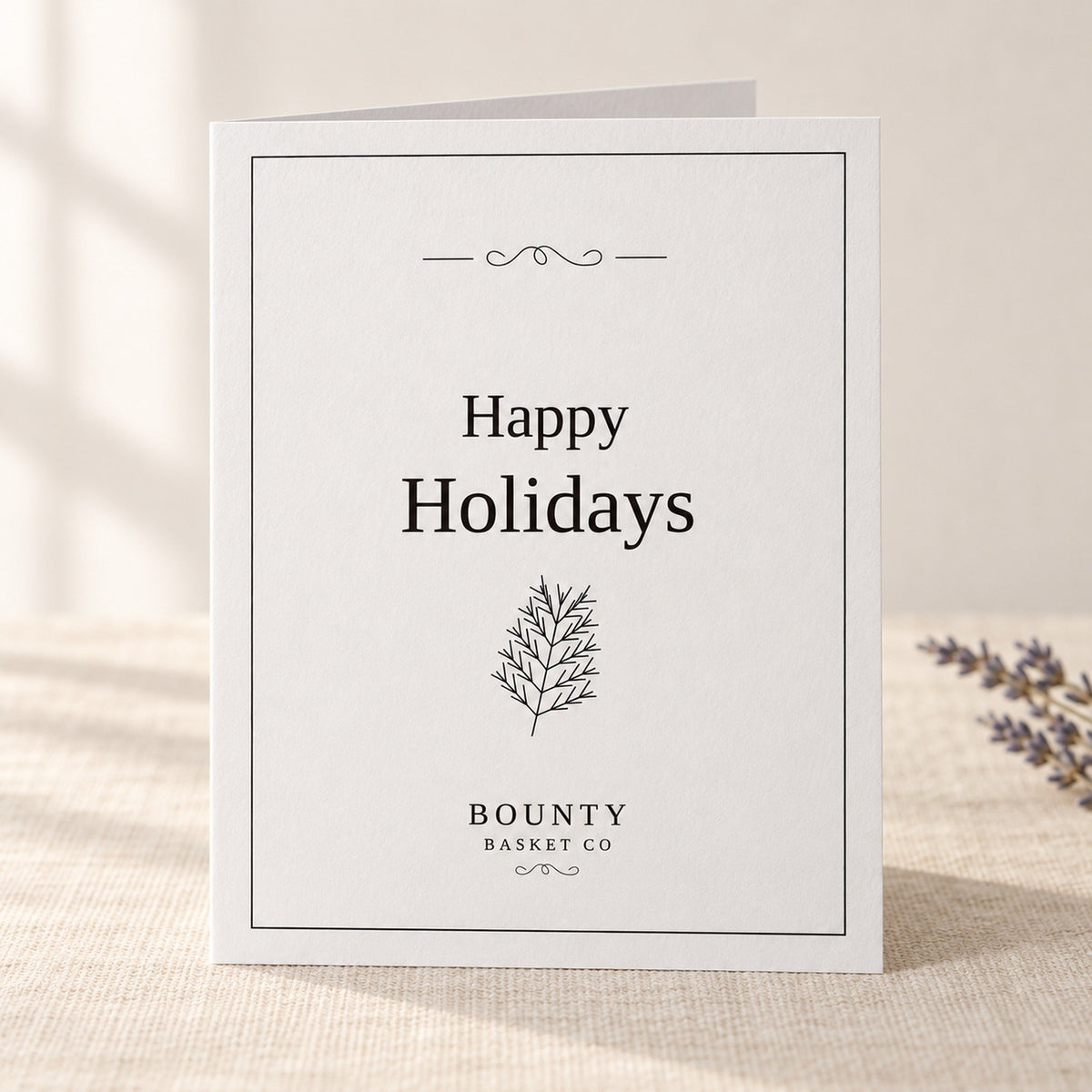 Happy Holidays greeting card from The Bounty Basket Co.