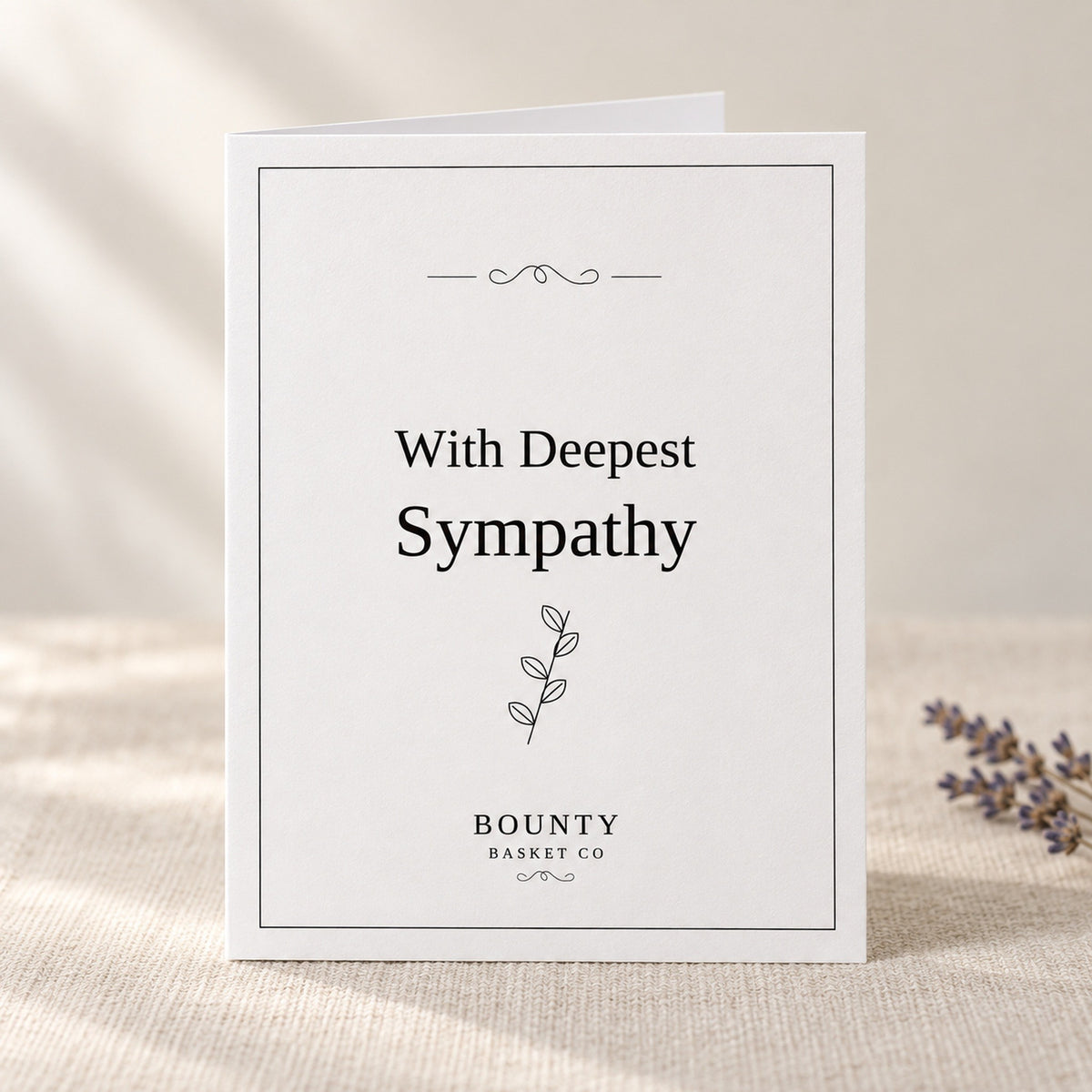With Deepest Sympathy greeting card from The Bounty Basket Co.